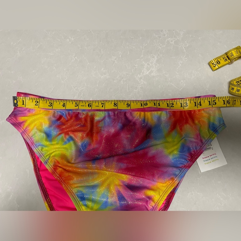 Dippin' Daisy's Pink and Yellow Tie-Dye Sparkle Bikini Bottoms. Size 1X - Picture 5 of 9